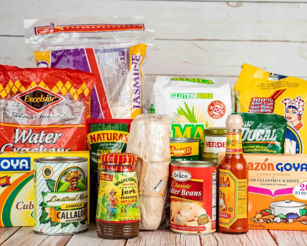 Grocery shelves with pantry goods